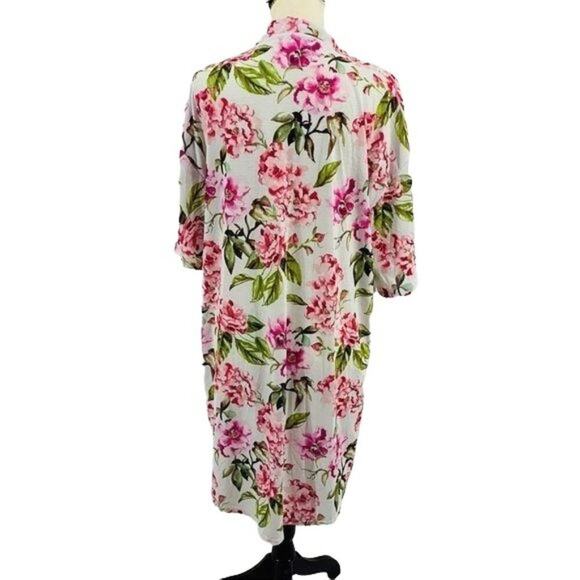 Show Me Your MuMu Pink Floral Robe Bridal Dressing One Size Fits Most - Picture 4 of 7
